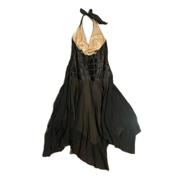 Bcbg Maxazria Solid Black Halter Tank Silk MIDI Dress Xs Petite - Picture 6 of 8